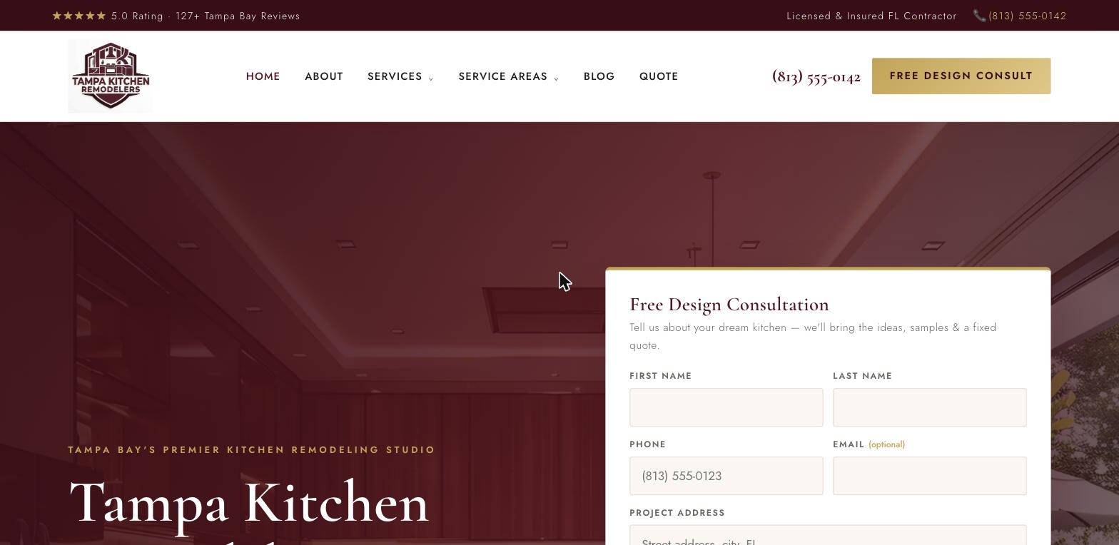Tampa Kitchen Remodelers website built by Dominate Solutions